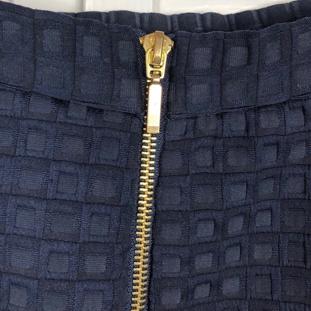 KATHERINE BARCLAY-MONTREAL , NAVY JACQUARD WOVEN PENCIL SKIRT